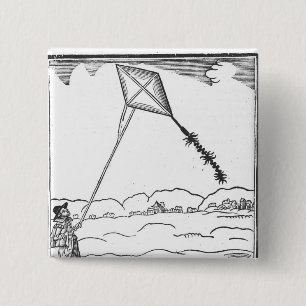 Badge Carré 5 Cm Vol de cerf-volant