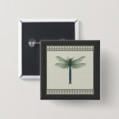 Badge Carré 5 Cm Vol de la mode de libellule (Devant & derrière)