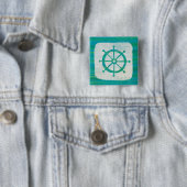 Badge Carré 5 Cm Volant côtier d'Aqua de l'art | (En situation)