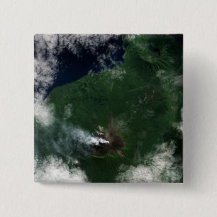 Badge Carré 5 Cm Volcan d'Ulawun de sommet de New Britain