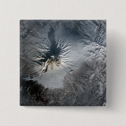 Badge Carré 5 Cm Volcan Shiveluch en Russie (Devant)