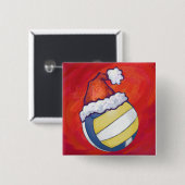 Badge Carré 5 Cm Volley-ball avec Casquette de Noël (Devant & derrière)