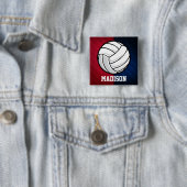 Badge Carré 5 Cm Volley-ball ; rouge, blanc et bleu (En situation)