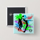 Badge Carré 5 Cm Volleyball (Devant & derrière)