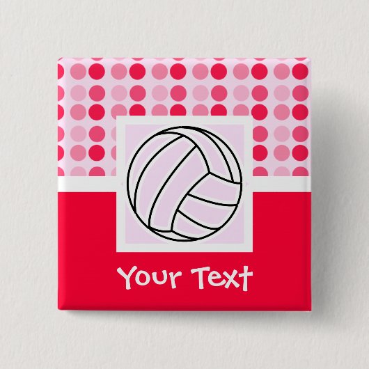 Badge Carré 5 Cm Volleyball rose mignon (Devant)
