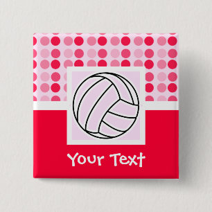 Badge Carré 5 Cm Volleyball rose mignon
