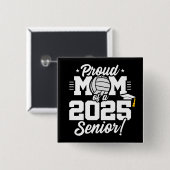 Badge Carré 5 Cm Volleyball Senior Class 2025 Graduation Fier Maman (Devant & derrière)