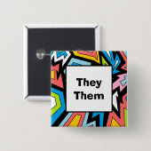 Badge Carré 5 Cm VOS PRONONOUNS Queer Pride Art Abstrait moderne (Devant & derrière)