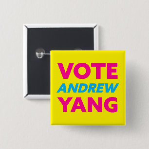 Badge Carré 5 Cm Vote Andrew Yang maire de New York Jaune