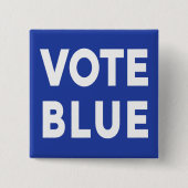 Badge Carré 5 Cm Vote Bleu gras blanc texte sur bleu politique (Devant)