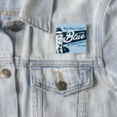 Badge Carré 5 Cm Vote bleu | Retro Funny Guy | Rectangle (En situation)