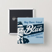 Badge Carré 5 Cm Vote bleu | Retro Funny Guy | Rectangle (Devant & derrière)