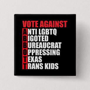 Badge Carré 5 Cm Vote Contre Greg Abbott Texas Democrat Acrostic
