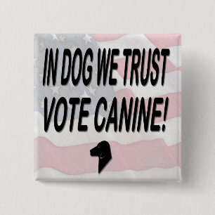Badge Carré 5 Cm Vote Dog avec drapeau américain