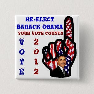 Badge Carré 5 Cm Vote for Barack Obama 2012_