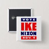 Badge Carré 5 Cm Vote Ike, Nixon en 1952 (Devant & derrière)