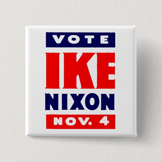 Badge Carré 5 Cm Vote Ike, Nixon en 1952 (Devant)
