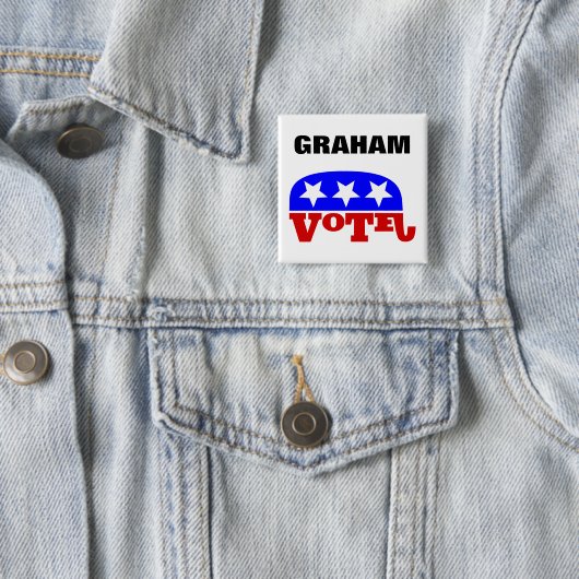 Badge Carré 5 Cm Vote Lindsey Graham Eléphant républicain (En situation)