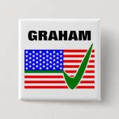 Badge Carré 5 Cm Vote Lindsey Graham pour le Président 2016 (Devant)