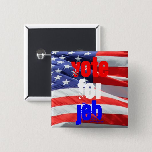 Badge Carré 5 Cm Vote pour Jeb Bush, élections présidentielles (Devant & derrière)