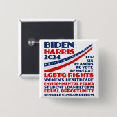 Badge Carré 5 Cm Vote pour la plateforme électorale Biden Harris 20 (Devant & derrière)