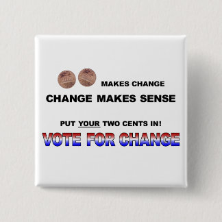Badge Carré 5 Cm Vote pour le changement 2008