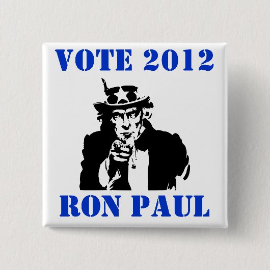 BADGE CARRÉ 5 CM VOTE RON PAUL 2012 (Devant)