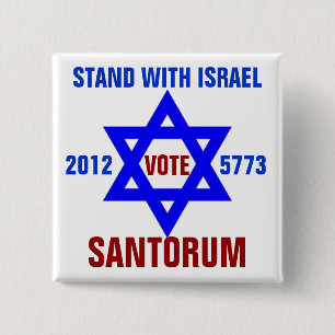 Badge Carré 5 Cm Vote Santorum de l'Israël de soutien
