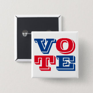 Badge Carré 5 Cm VOTER Texte personnalisé et couleurs Bleu Rouge Bl