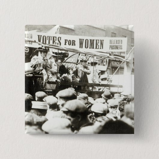 Badge Carré 5 Cm Votes pour des femmes, août 1908 (Devant)