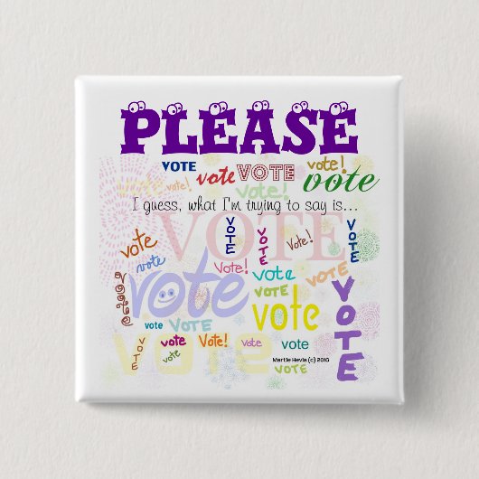 Badge Carré 5 Cm Votez ! Bouton (Personnaliser) (Devant)