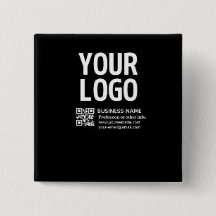 Badge Carré 5 Cm Votre logo avec code QR et texte modifiables 