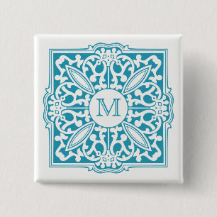 Badge Carré 5 Cm VOTRE MONOGRAM dans cadre décoratif bouton personn