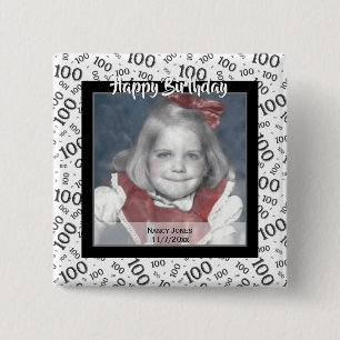Badge Carré 5 Cm Votre photo :  100e Motif de nombre aléatoire Noir