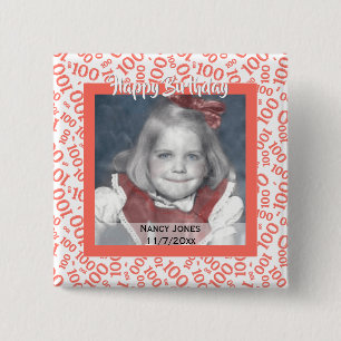 Badge Carré 5 Cm Votre Photo 100ème motif de nombre aléatoire Corai