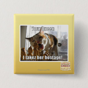 Badge Carré 5 Cm Votre reine, takez d'I son otage