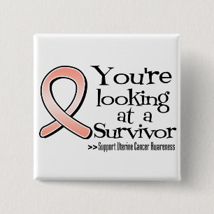 Badge Carré 5 Cm Vous regardez un survivant utérin de Cancer