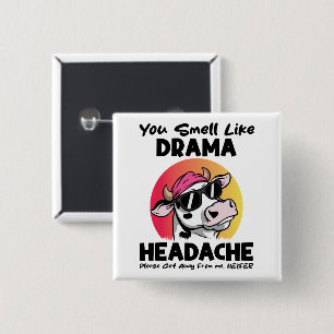 Badge Carré 5 Cm Vous Sentez Comme Drama Casque Cadeaux De Vache Sa