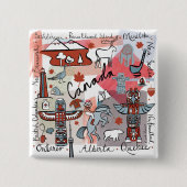 Badge Carré 5 Cm Voyage mondial - Canada (Devant)