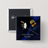 Badge Carré 5 Cm Voyager interstellaire (Devant & derrière)
