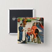 Badge Carré 5 Cm Voyageur de l'espace (Devant & derrière)