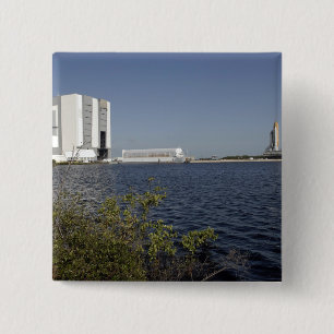 Badge Carré 5 Cm Vu à travers le bassin, navette spatiale