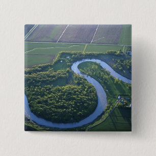 Badge Carré 5 Cm Vue aérienne de la rivière Rouge du Nord