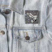 Badge Carré 5 Cm Vue aérienne de Space Shuttle Discovery (En situation)