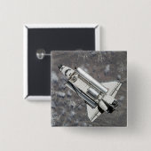 Badge Carré 5 Cm Vue aérienne de Space Shuttle Discovery (Devant & derrière)