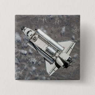 Badge Carré 5 Cm Vue aérienne de Space Shuttle Discovery