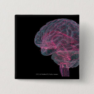 Badge Carré 5 Cm Vue arrière de l'esprit humain