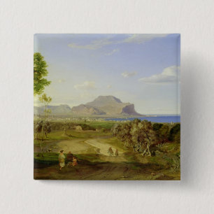 Badge Carré 5 Cm Vue au-dessus de Palerme, 1828