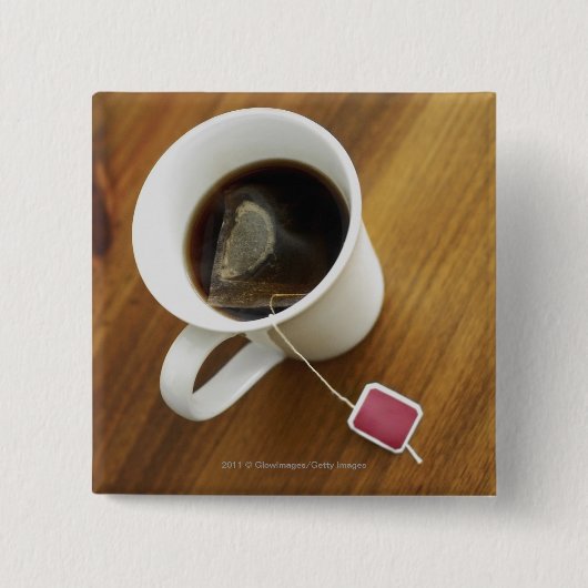 Badge Carré 5 Cm Vue courbe d'une tasse de thé (Devant)