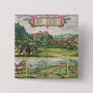 Badge Carré 5 Cm Vue d'Alhambra, de 'Civitates Orbis Terrar